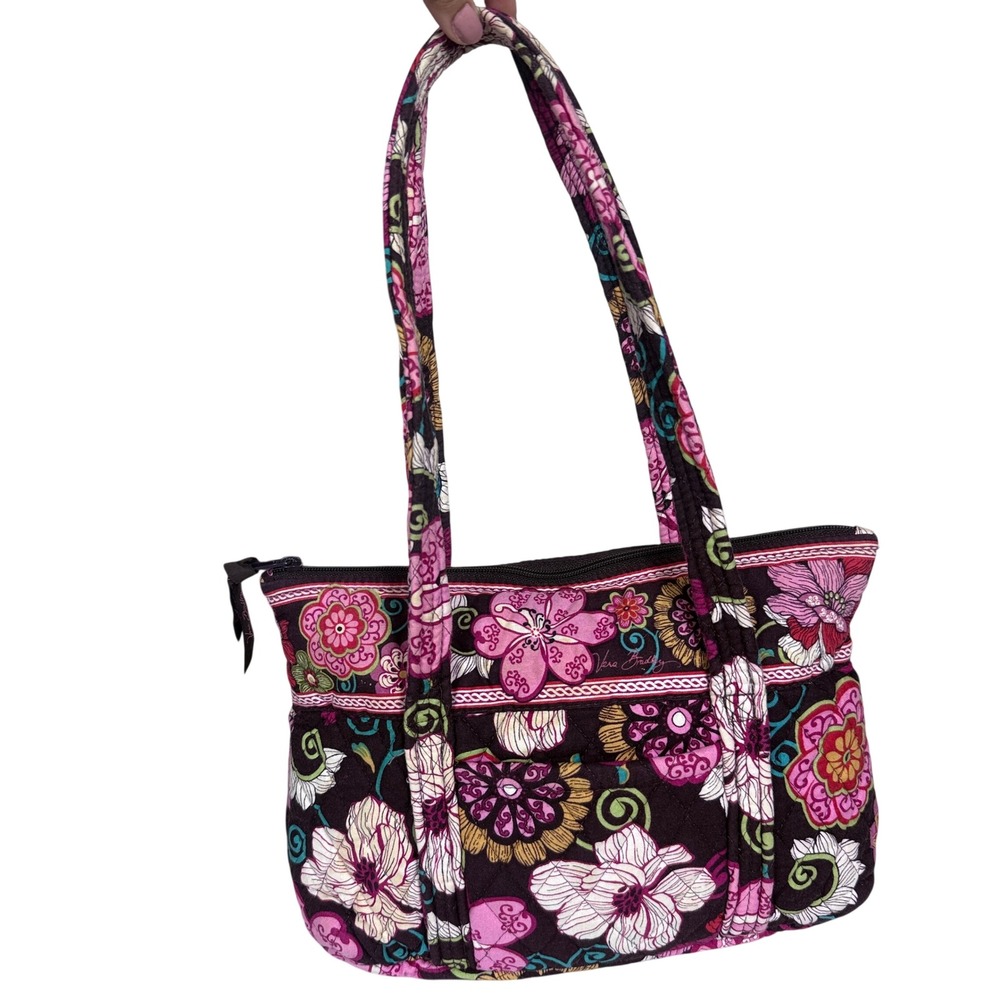 Vera Bradley Shoulder Bag Womens Small Plum Petals Quilted Floral Purple Handbag